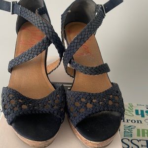 Cute Navy Wedge Sandals